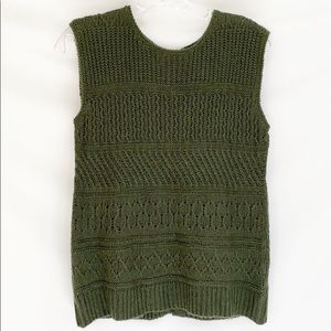 Anthropologie Sweater Vest Green Angora Crisp Days Sleeveless Medium L
